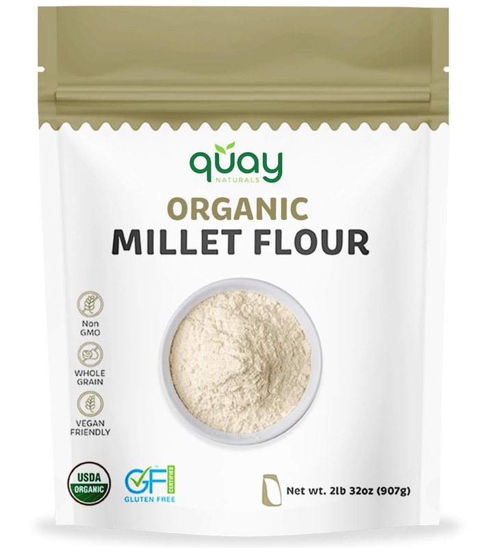 Quay Naturals Organic Millet Flour 2lb | USA-Grown & Milled | Stone-Ground, G...