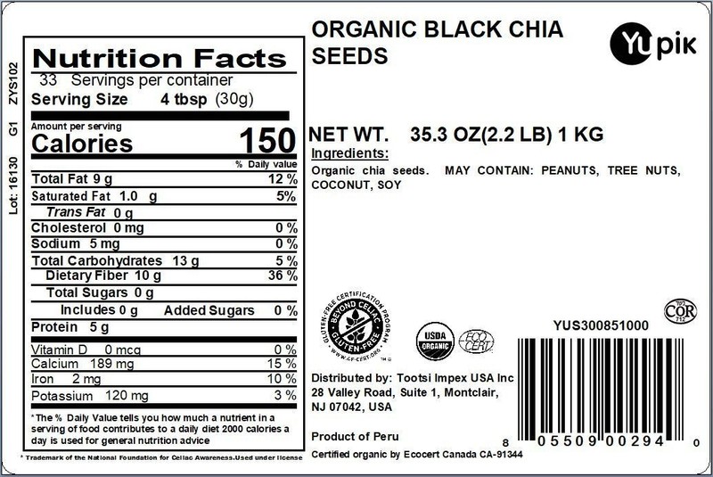 Yupik Certified Organic Black Chia Seeds | 2.2 lb (35.2 oz) Bulk Pack | 100% Pur gallery