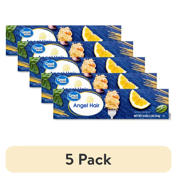 (5 pack) Great Value Angel Hair, 16 oz, Shelf Stable
