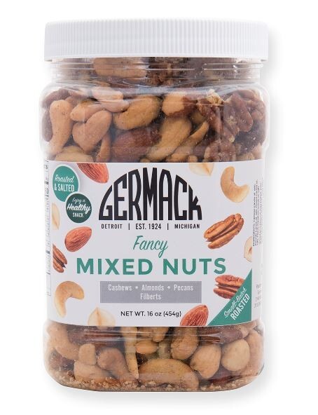 Germack Fancy Salted Mixed Nuts, Six 16 Oz Jars, NO Peanuts!