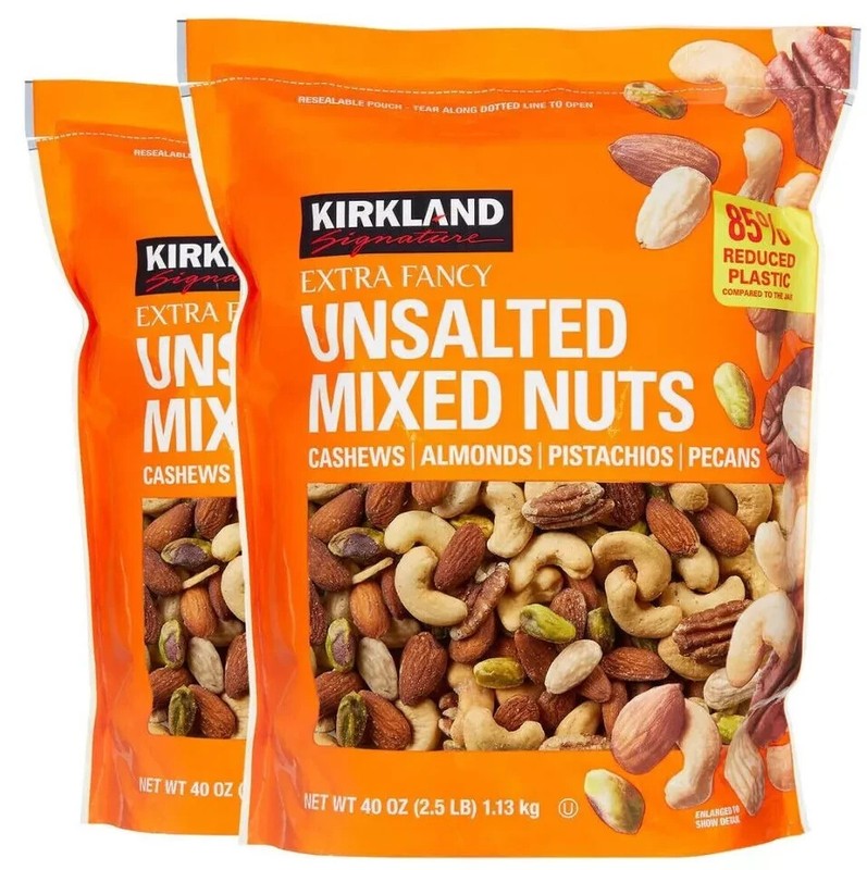 2 PACK Kirkland Extra Fancy Unsalted Mixed Nuts 2.5 lb (Total 5 lb)