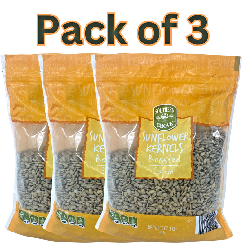 Sunflower Kernels Roasted & Salted 16 oz (1 lb) Resealable Bag Healthy Snack 3pk