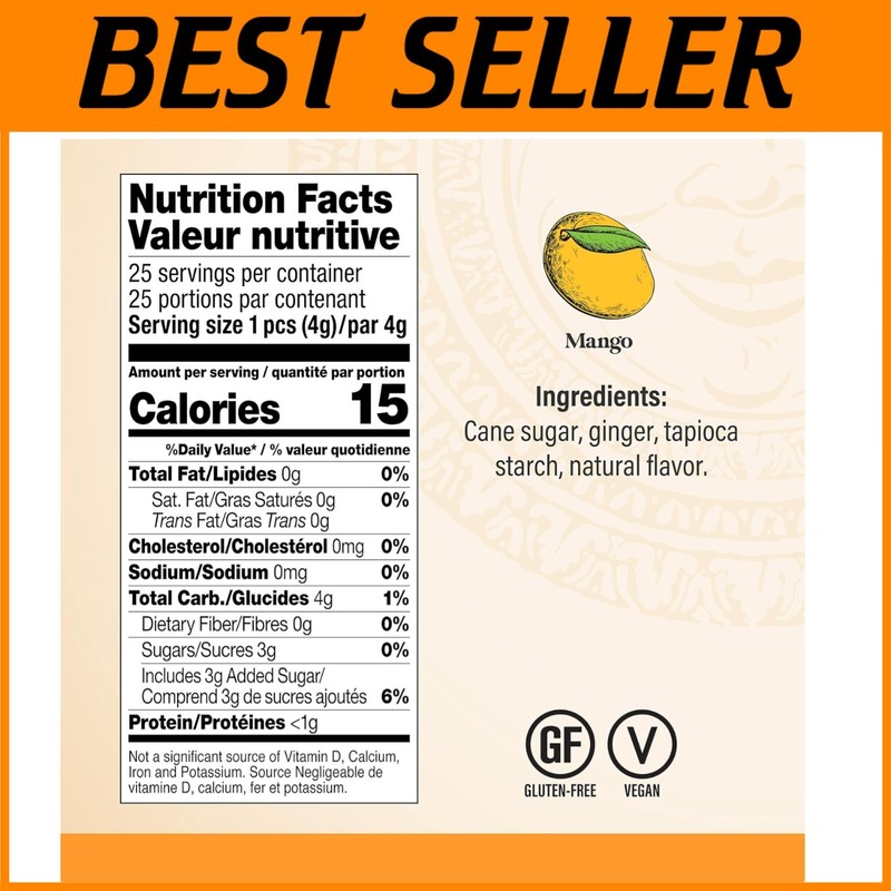 Natural Mango Ginger Chews, Southeast Asian