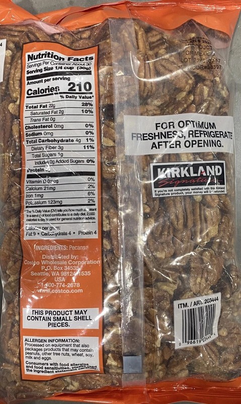 KIRKLAND Signature #1 US Fancy PECANS HALVES 32 oz Bag 2 lbs gallery