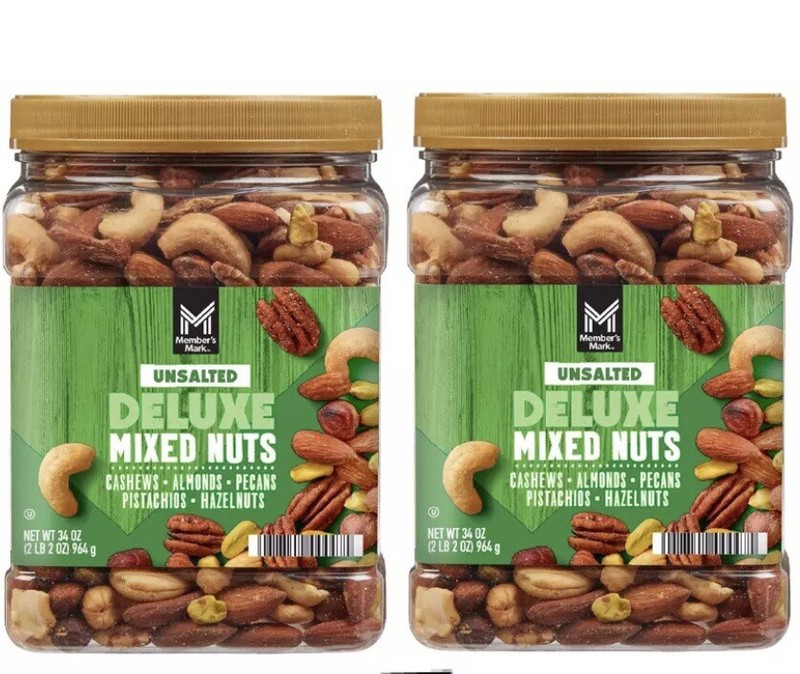 Member’s Mark Unsalted Deluxe Mixed Nuts, (34 oz. Each) 2ct