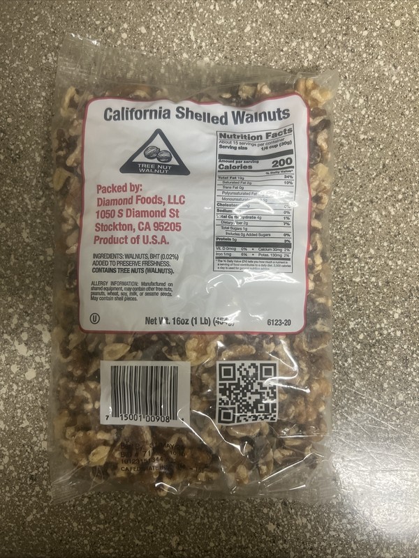 California Shelled Walnuts 1lb each Best By MAY/31/2024
