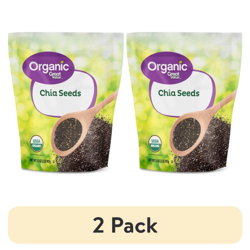 (2 pack) Great Value Organic Chia Seeds, 32 oz (907g) –USDA Organic, Gluten-Free