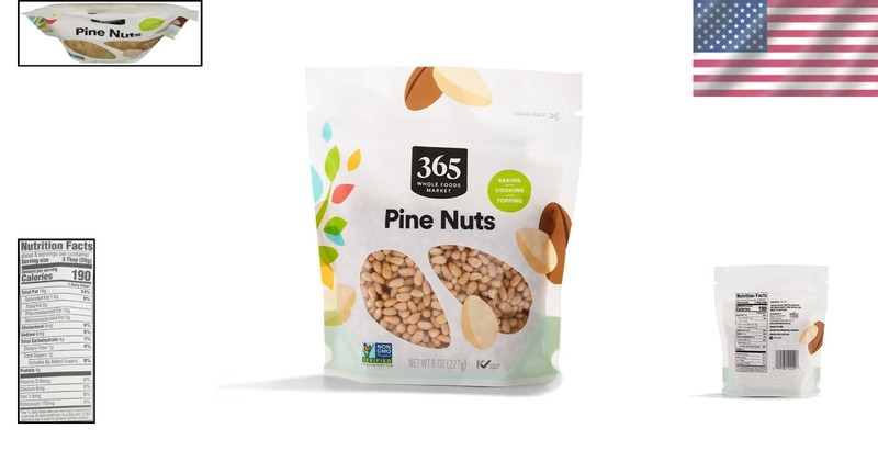 Nutritious Unsalted Pine Nuts, 8 Ounce Bag - Ideal for Mediterranean Dishes gallery