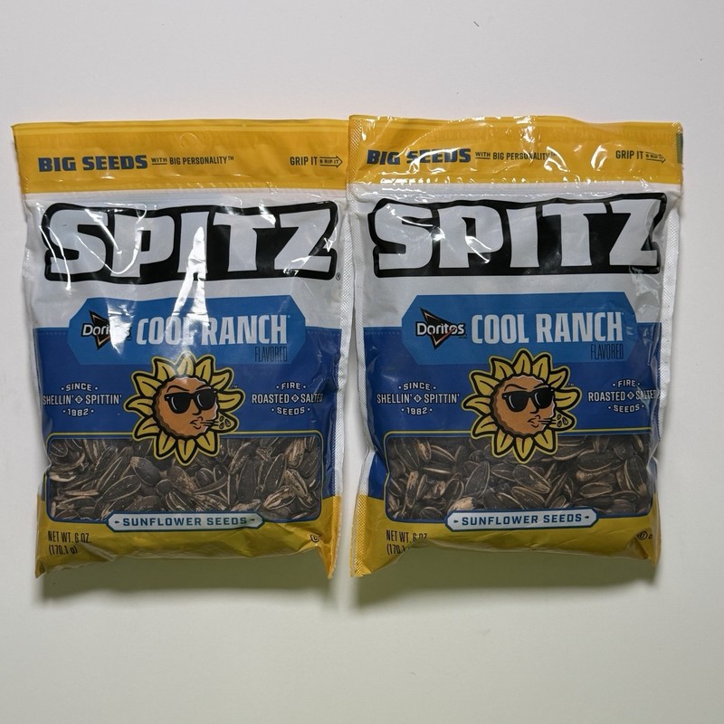 NEW 2 Bags Spitz Doritos Cool Ranch Sunflower Seeds 6oz Exp. 8/11/26