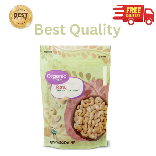 Great Value Organic Raw Whole Cashews 14 oz USDA Organic Resealable Bag