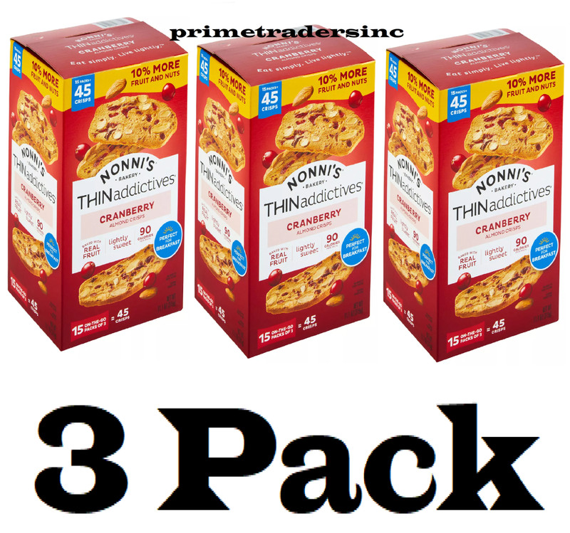 3 Pack – Nonni’s THINaddictives Cranberry Almond Crisps 15 pk.
