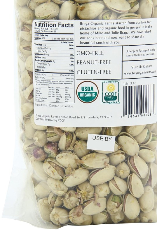Organic Farms Organic Raw Inshell Pistachios 2 lb. bag gallery