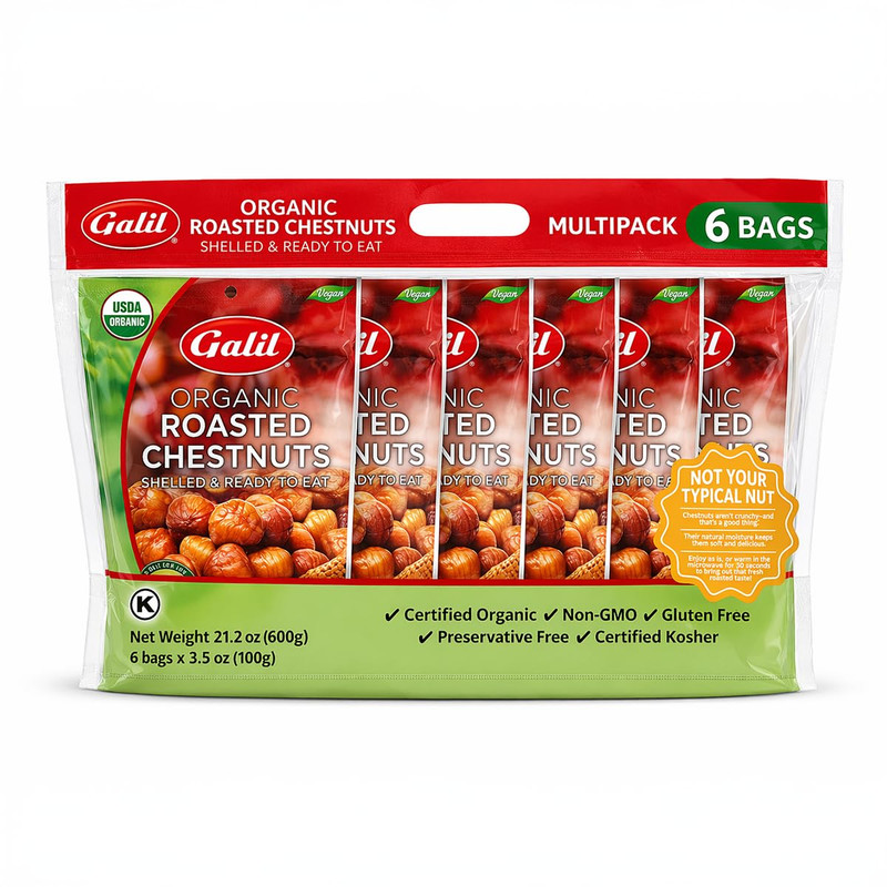 Organic Roasted Chestnuts Pack of 6 Shelled & Ready to Eat Chestnuts – Gluten Fr