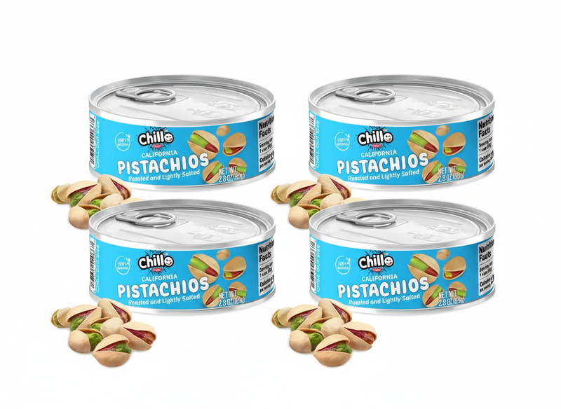 Pistachios California Roasted & Lightly Salted (Pack of 4 Cans) Chillo Foods