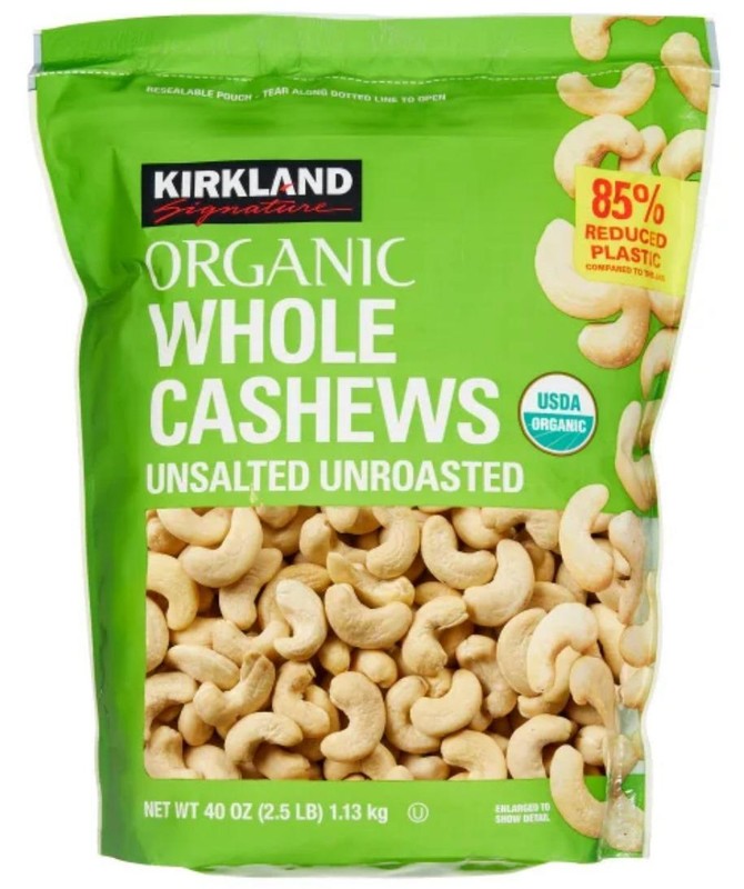Kirkland Signature Organic Unsalted Cashew, 40 Oz