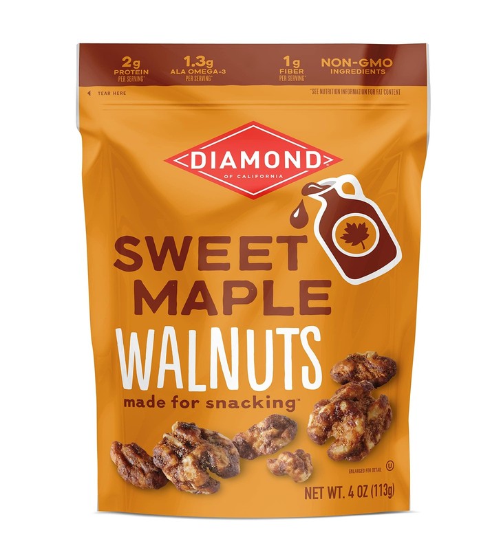 Diamond of California Sweet Maple Walnut Snack Nuts, Kosher, 4 oz. 4 Pack