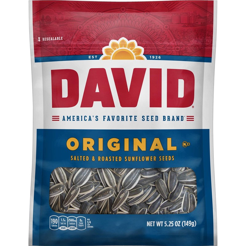 DAVID Sunflower Seeds, Original Flavor, 5.25 oz. Ounce (Pack of 12)