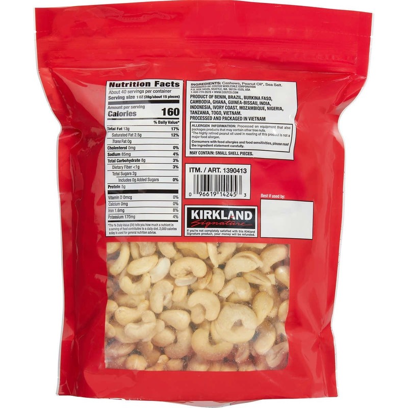 Kirkland Signature Fancy Whole Cashews with Sea Salt, 2.5 Pounds gallery