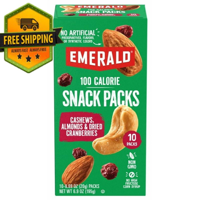 Emerald Nuts Cashews Almonds Cranberries 100-Calorie Packs 10 Ct