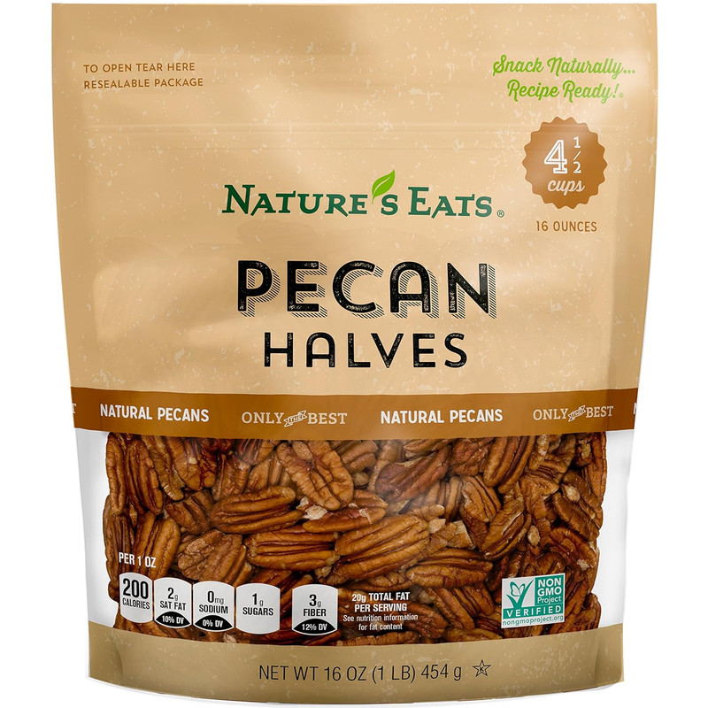 Halves, Pecan, 16 Ounce (Pack of 1)