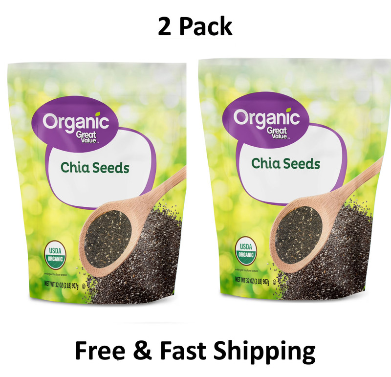 Great Value Organic Chia Seeds 32 oz each (pack of 2) USDA Organic, Gluten-Free
