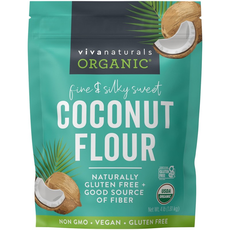 Viva Naturals Organic Coconut Flour, 4 lbs 1.81 kg – Gluten Free Flour for Ke...
