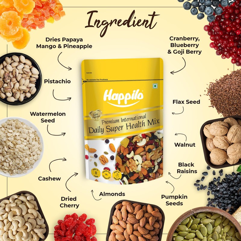 Happilo Daily Super Health Mix 160g �2 | Nuts, Seeds, Dry Fruits | Vegan Snack gallery