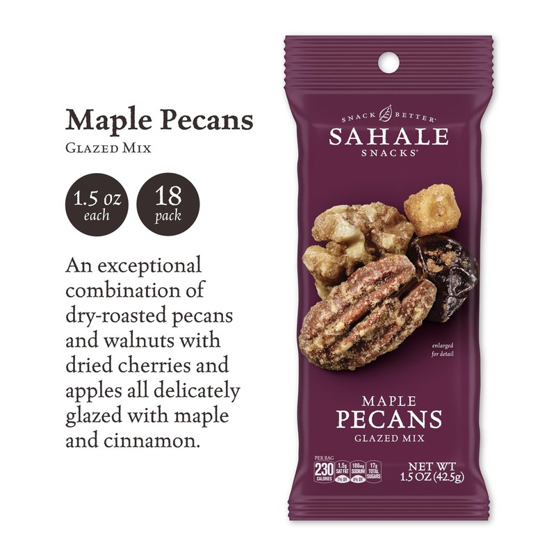 Maple Pecans Glazed Mix, 1.5 Oz Grab & Go Bags (18 Packs) Dry-Roasted, Deluxe... gallery