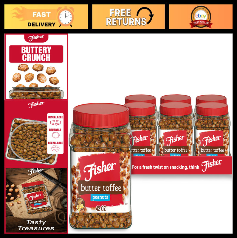 Butter Toffee Peanuts – 42oz Pack of 6 | No Artificial Colors or Flavors | Eco-F