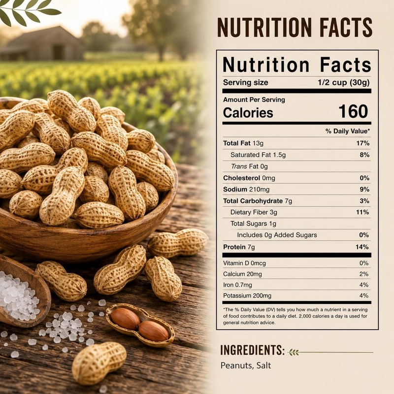 Roasted & Salted Peanuts in Shell - 1 LB Bulk Pack | Healthy Snack, Perfect for gallery