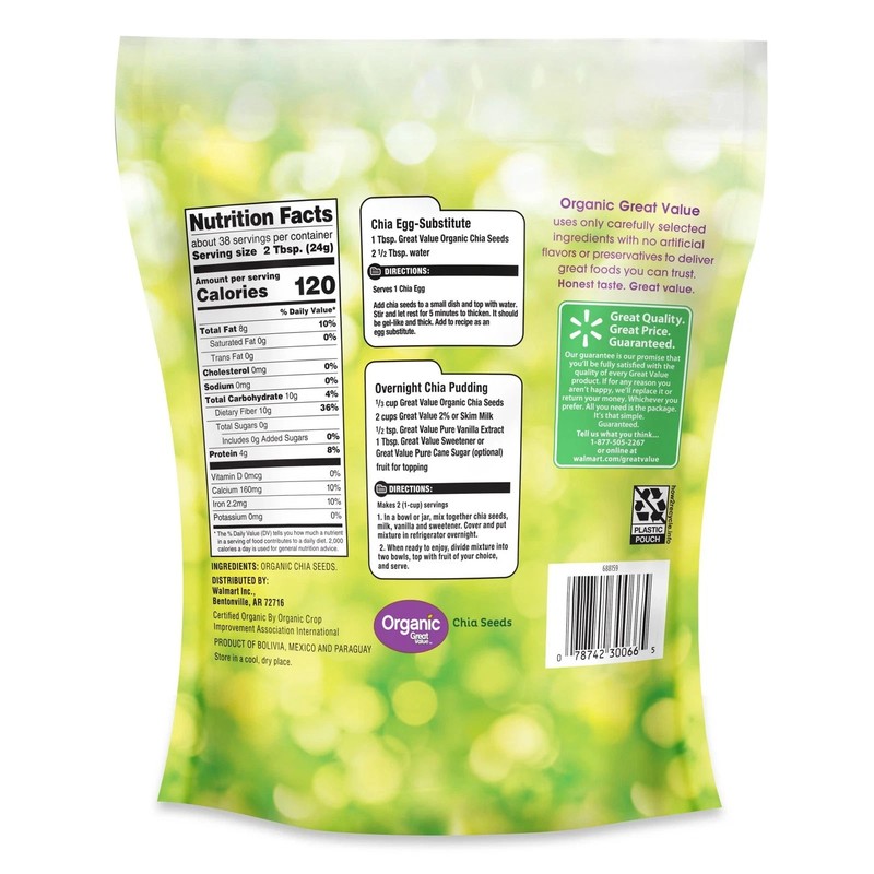 Great Value Organic Chia Seeds, 32 oz (907g) – USDA Organic, Gluten-Free gallery