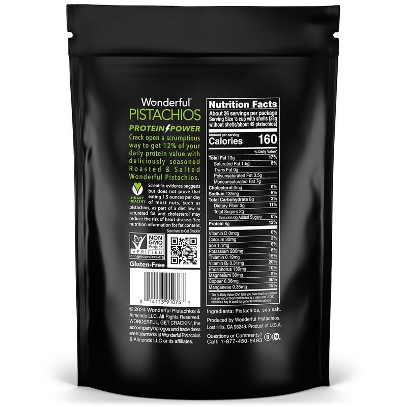 Wonderful Pistachios in Shell, Roasted & Salted Nuts, 48 Ounce Resealable Bag, P gallery