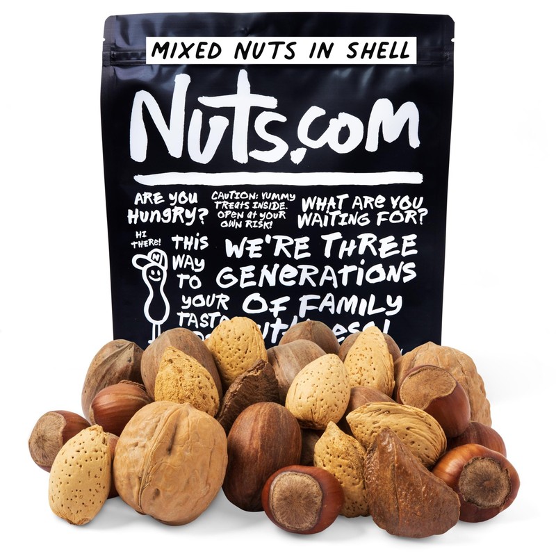 Mixed Nuts Shell 2 Lb Bag Healthy Snack Sampler Walnuts Almonds Hazelnuts