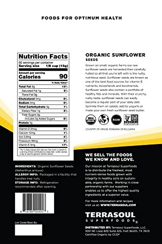 Organic Hulled Sunflower Seeds 2 Pound Unsalted Raw Gluten Free Non GMO Vegan gallery