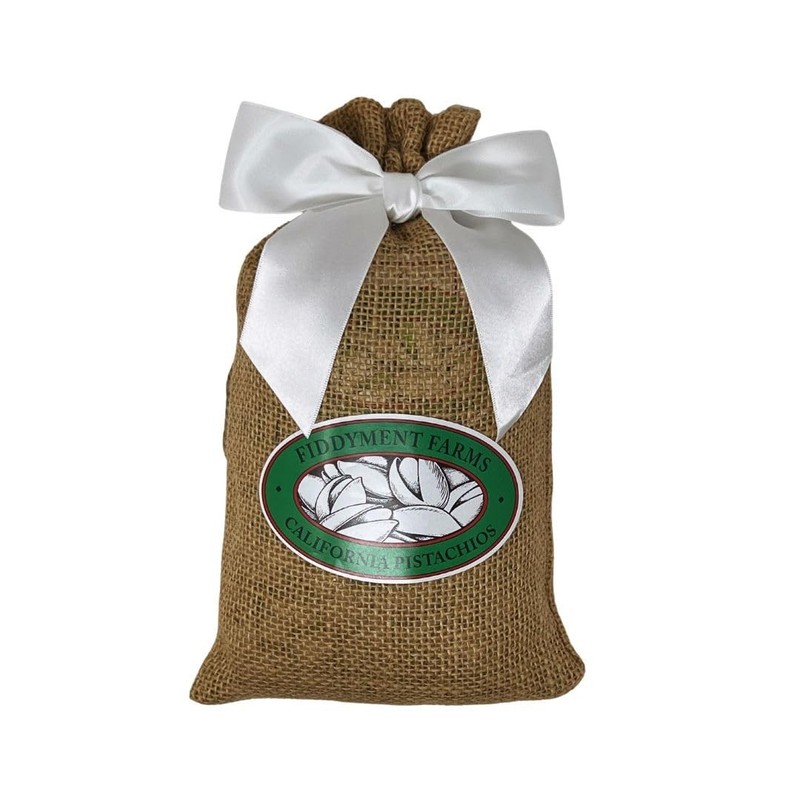 1 Lb Lightly Salted Pistachios in Beige Burlap Bag