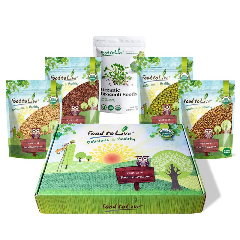 Organic Sprouting Seeds - Gift Box by Food to Live (Non-GMO,Kosher)