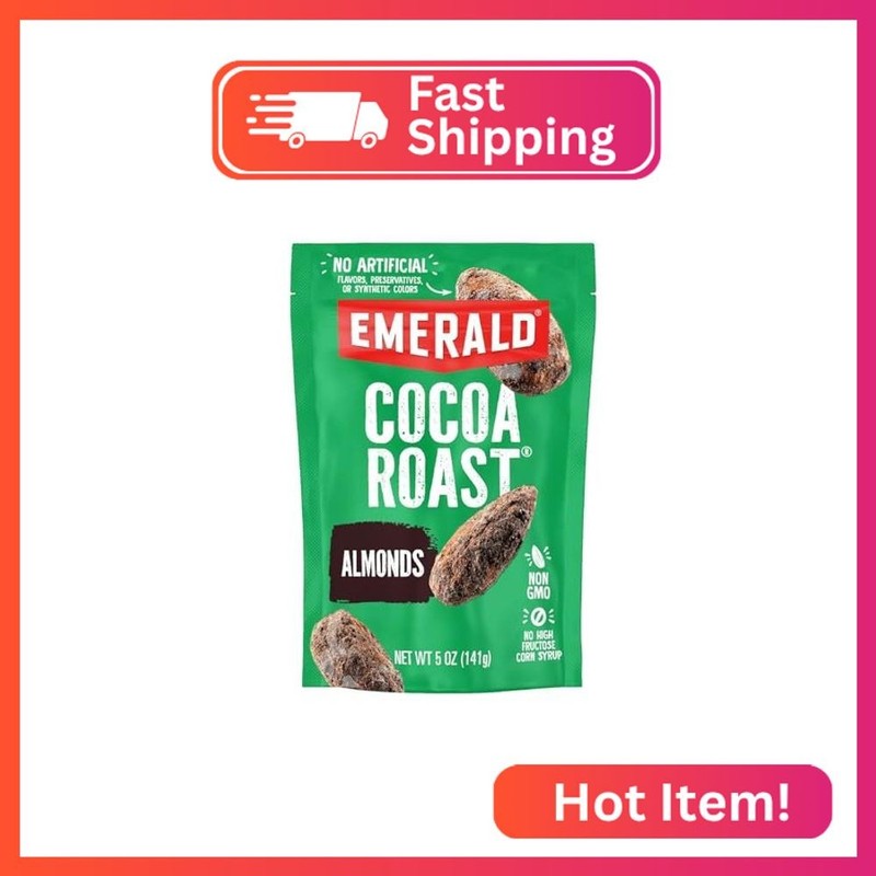 Emerald Nuts Cocoa Roast Almonds (1-Pack), 5 Oz Resealable Bag, Kosher Certified