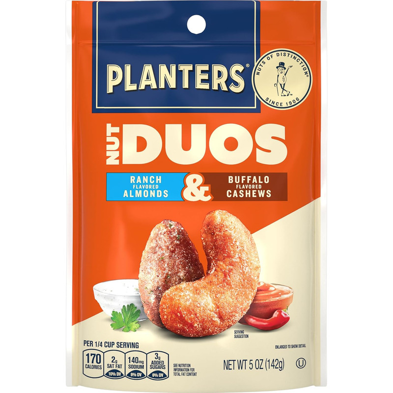 Nut Duos, Flavored Nuts, Ranch Almonds & Buffalo Cashews 5Oz