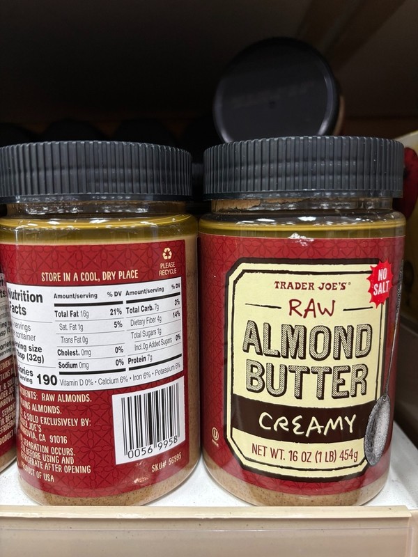 4 Pack Trader Joe’s Almond Butter Creamy Raw Unsalted No Salt 16 OZ Each