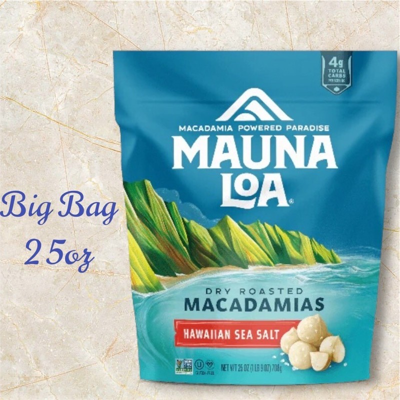 HAWAII MAUNA LOA Macadamias Nuts HAWAIIAN SEA SALT 25 oz