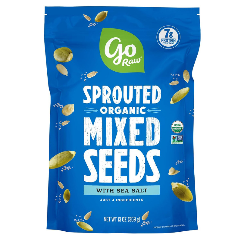 Organic Sprouted Mixed Seeds, 13 Oz, Unsalted, Keto, Kosher, Superfood