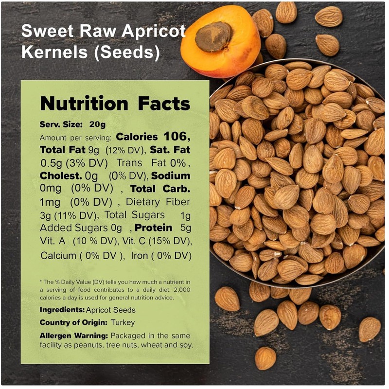 Raw Apricot Seeds Non-GMO Resealable Bag