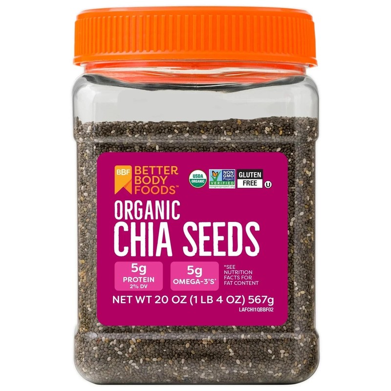 BetterBody Foods Organic Chia Seeds with Omega-3, 1.25 Pounds (Pack of 1)