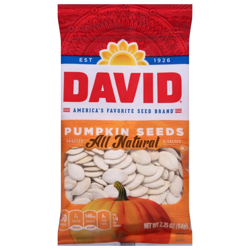 3x David Pumpkin Sunflower Seeds All Natural Treats Pack New Sealed 2.25oz