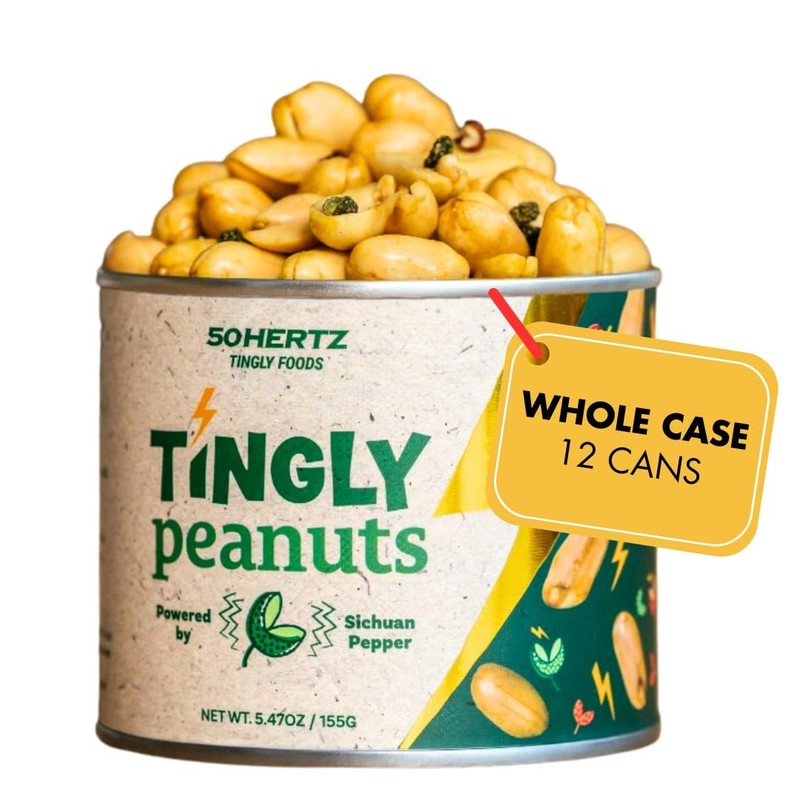 50Hertz Tingly Peanuts 5.5 oz Can 12 Pack – Extra Large Crunchy Peanuts with …