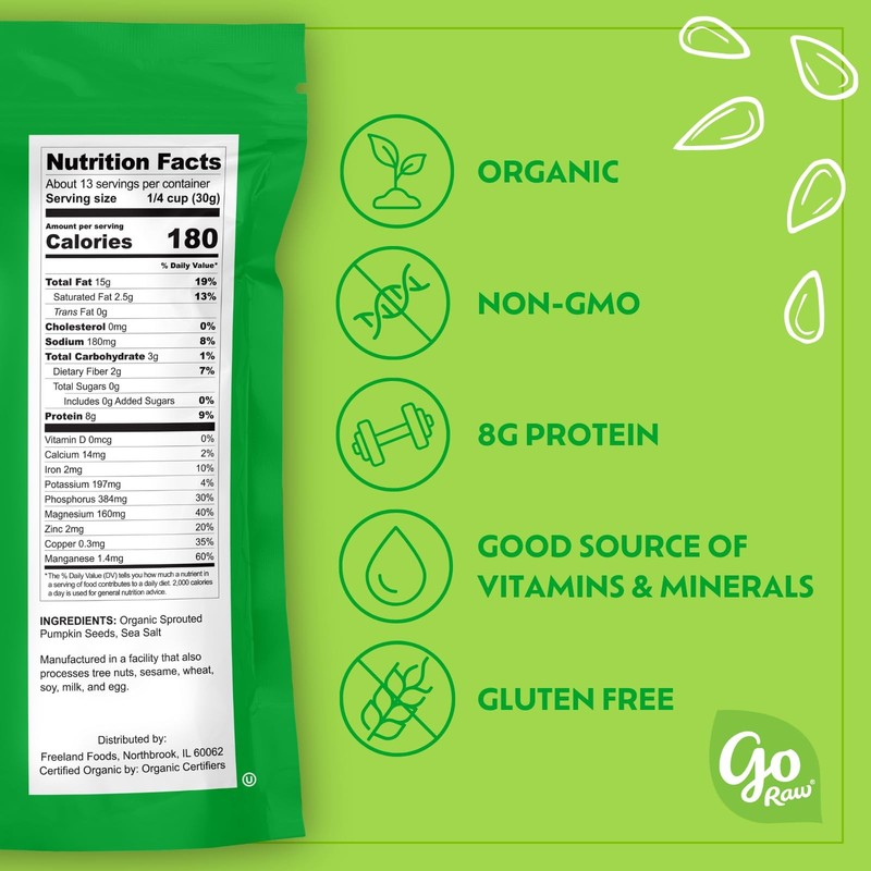Go Raw Organic Sprouted Pumpkin Seeds, 14 Oz 14 Ounce Bag, 6402 gallery