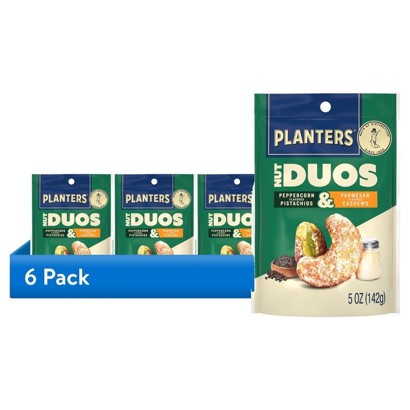 (6 pack) PLANTERS Nut Duos Peppercorn Pistachio and Parmesan Flavored Cashew….