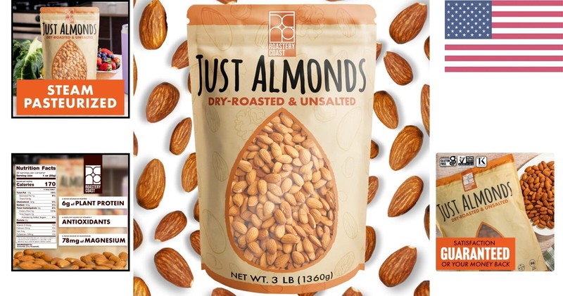 Daily Nuts Just Roasted Almonds - Premium Nutrient-Packed - 3 LB Bulk-Sized gallery
