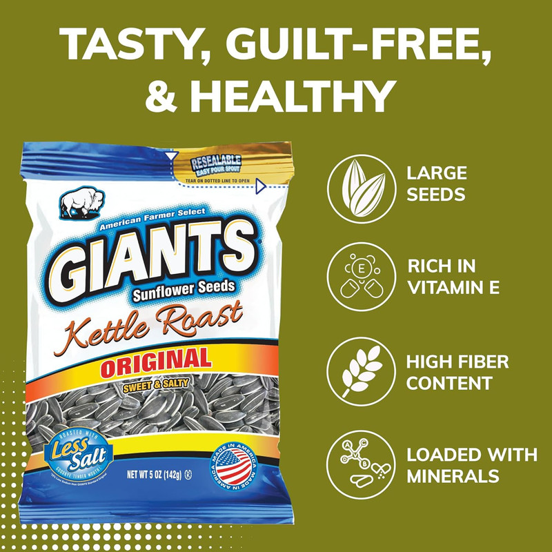 GIANTS Kettle Roast Sweet & Salty Sunflower Seeds - Sunflower Seeds Bulk, Sunflo gallery