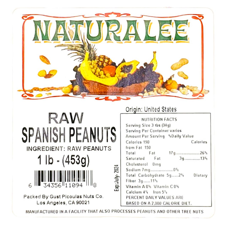 Naturalee Peanuts, Raw Whole Spanish Redskin 1 Lbs - Raw, Unsalted - Heart Healt gallery